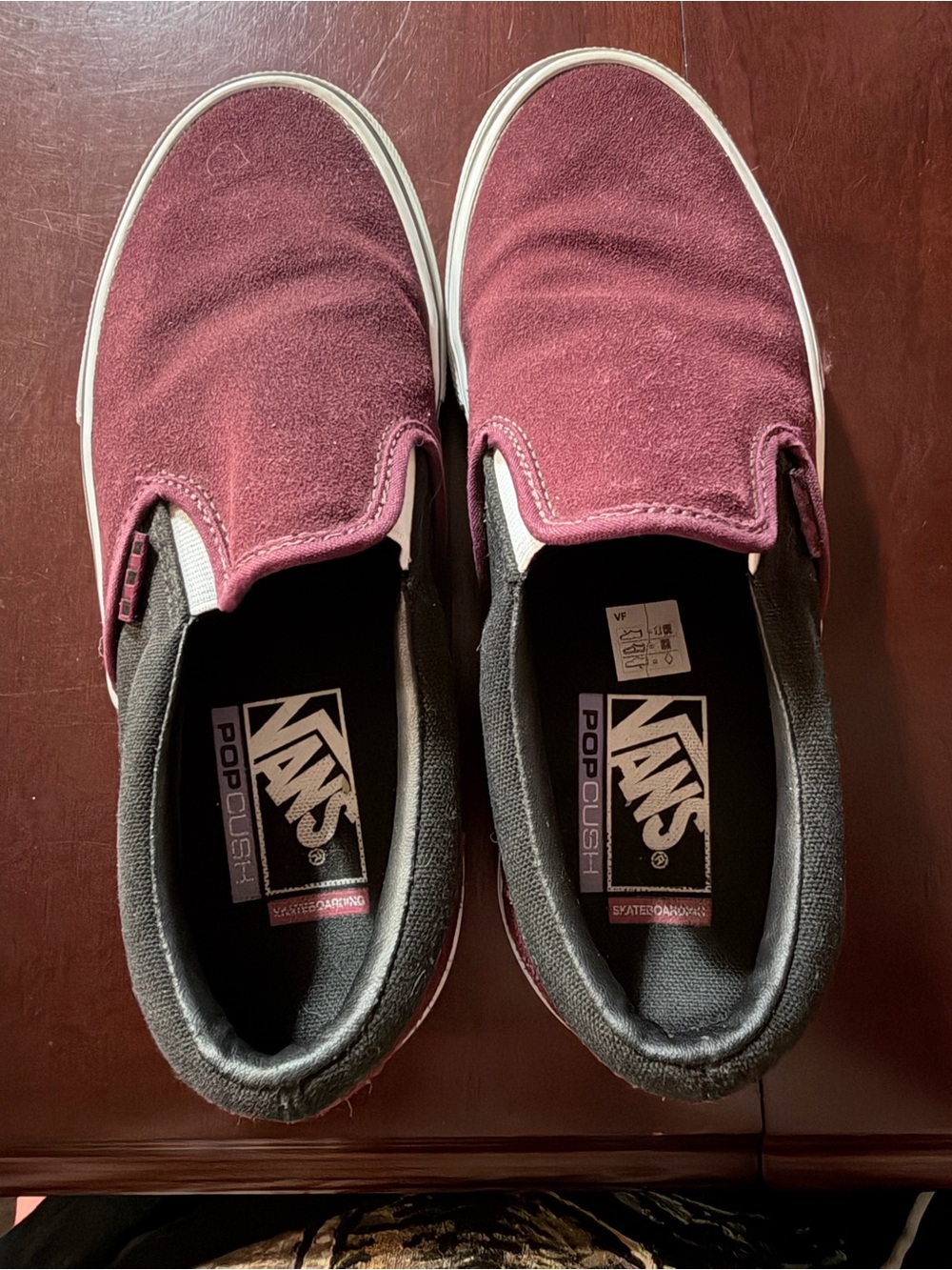 Vans Kids Slip-On Sneakers in Burgundy Suede
